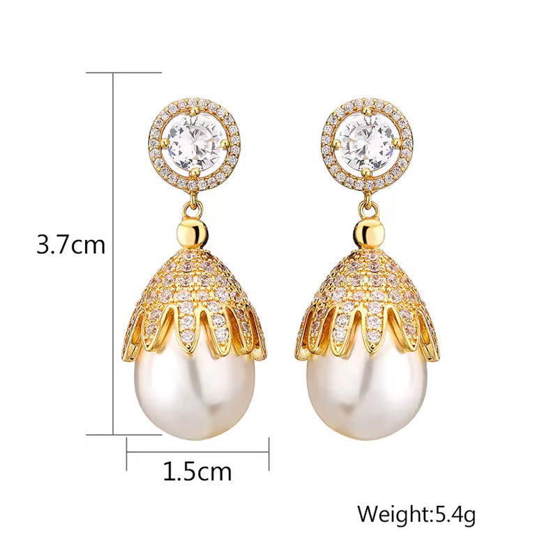 Amelia Pearl Crown Drops