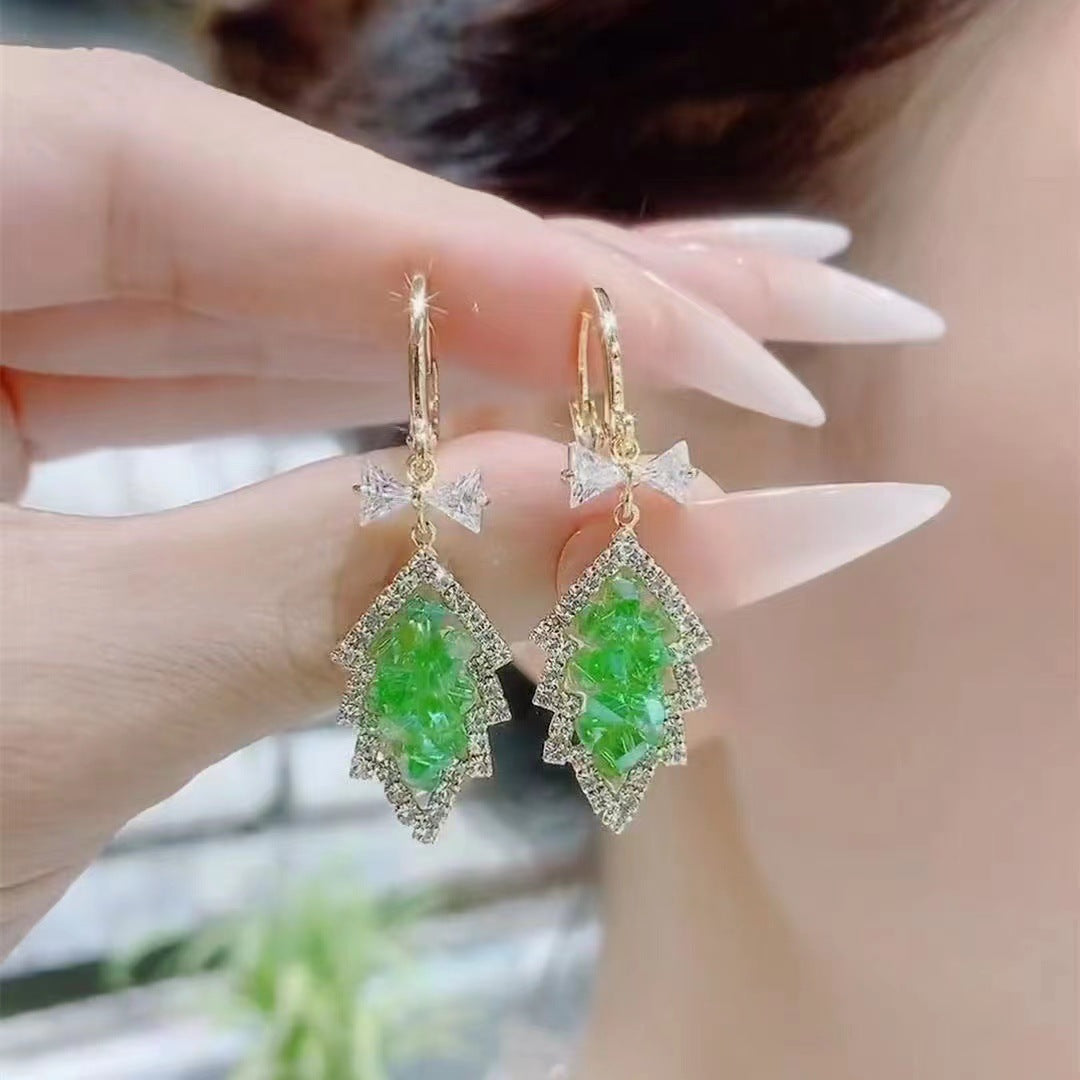 Crystal Leaf Drop Earrings