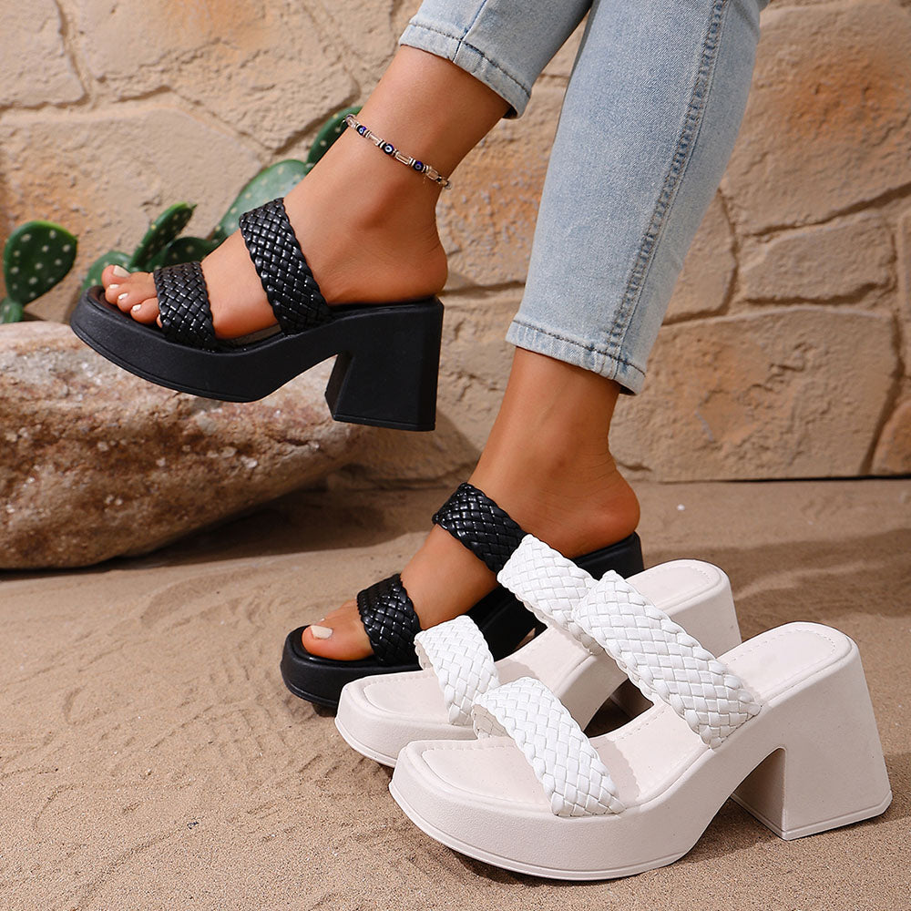 Braided Block Heel Sandals