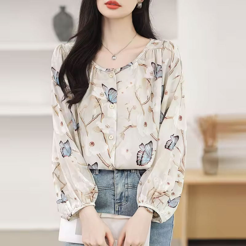 Gianna Butterfly Print Blouse