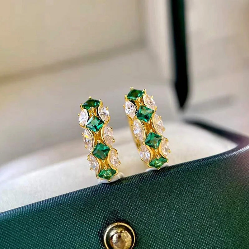 Olivia Emerald Luxe Hoops