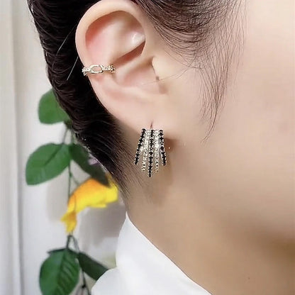 Madison Noir Crystal Hoops