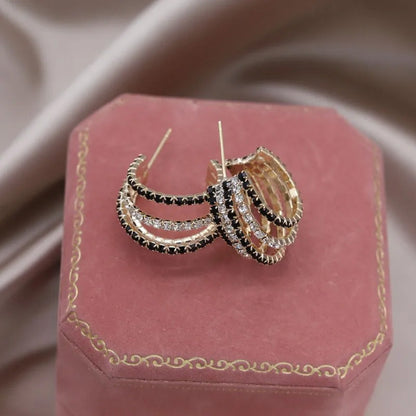 Madison Noir Crystal Hoops