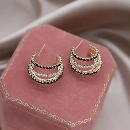 Madison Noir Crystal Hoops