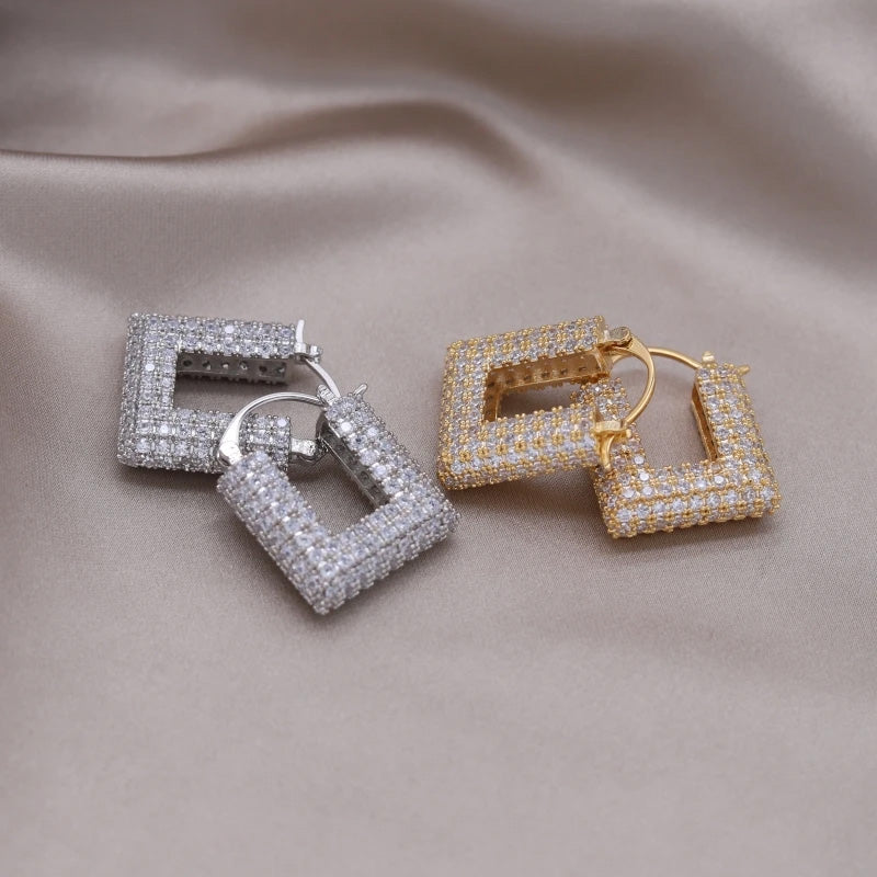 Tahlia Square Pavé Hoop Earrings