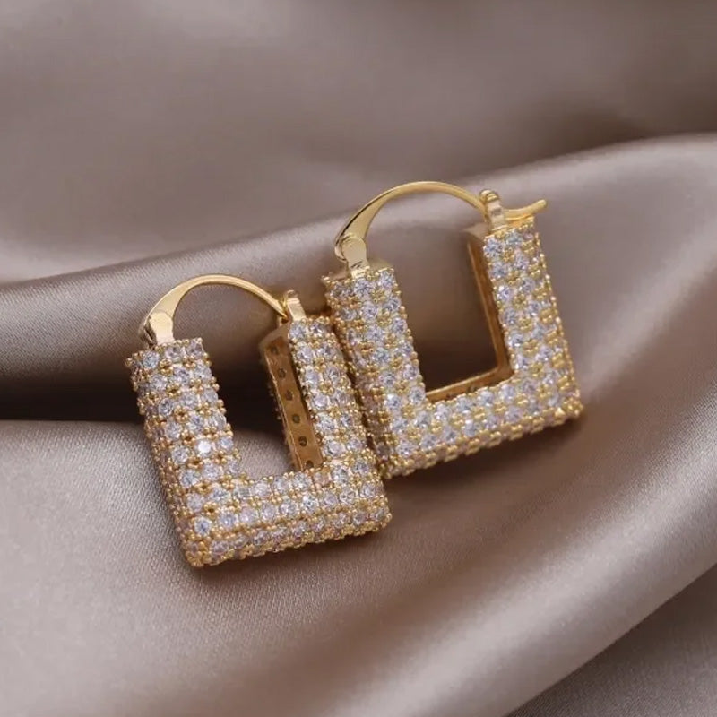 Tahlia Square Pavé Hoop Earrings