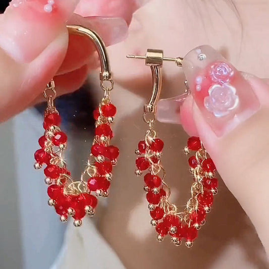 Dara Beaded Crescent Hoops