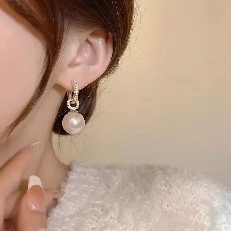 Sienna Luxe Pearl Drop Hoops