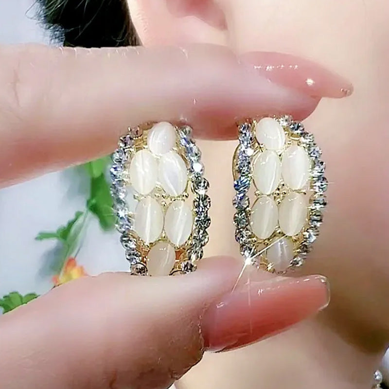 Aaliyah Crystal Oval Studs