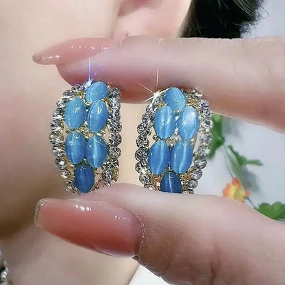 Aaliyah Crystal Oval Studs