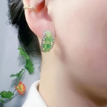 Aaliyah Crystal Oval Studs