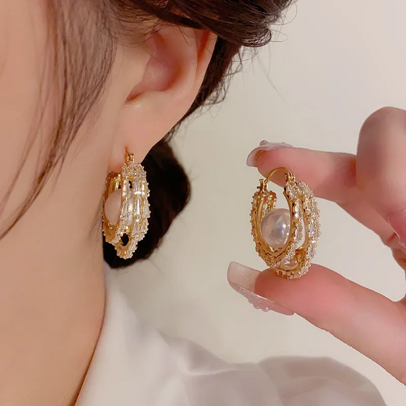 Chloe Pearl Halo Hoops