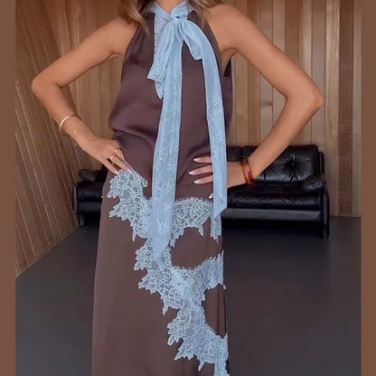 Olivia Lace-Trim Two-Piece Maxi Set