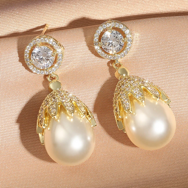 Amelia Pearl Crown Drops