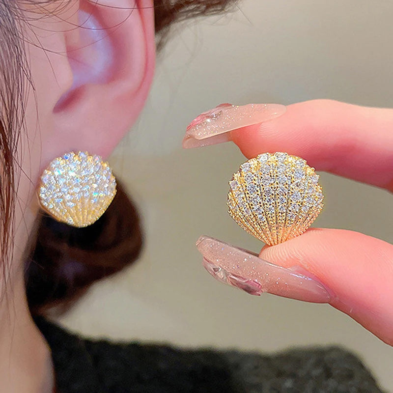 Tahlia Golden Shell Studs