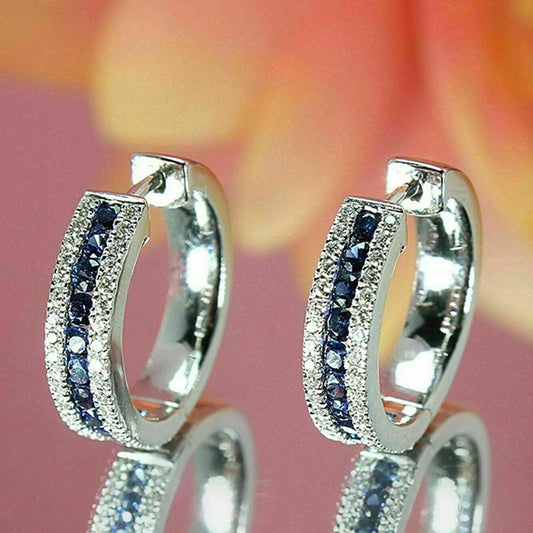 Mia Sapphire Line Hoops
