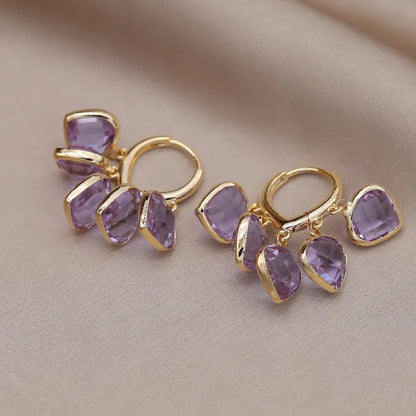 Ruby Gem Drop Huggie Earrings