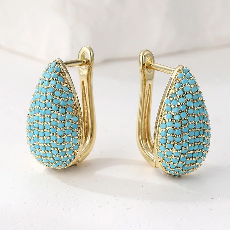 Dora Turquoise Teardrop Hoops