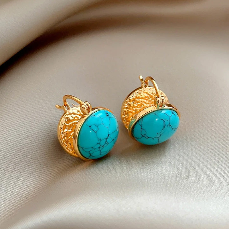 Brooke Turquoise Halo Hoops