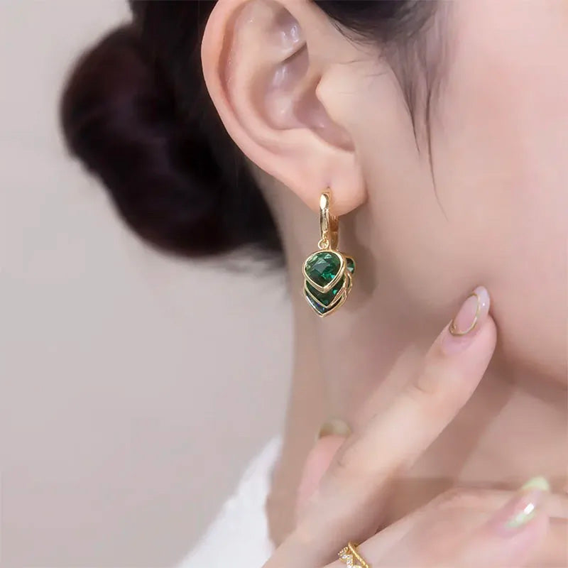 Ruby Gem Drop Huggie Earrings