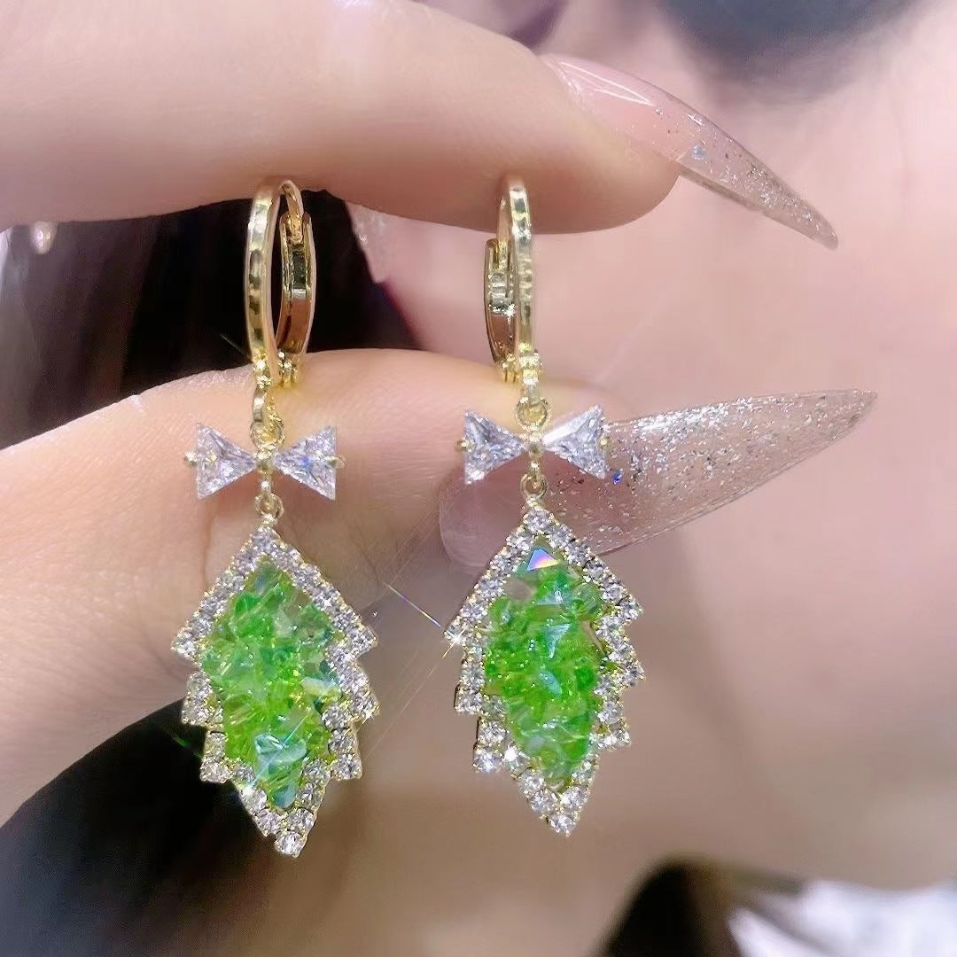 Crystal Leaf Drop Earrings