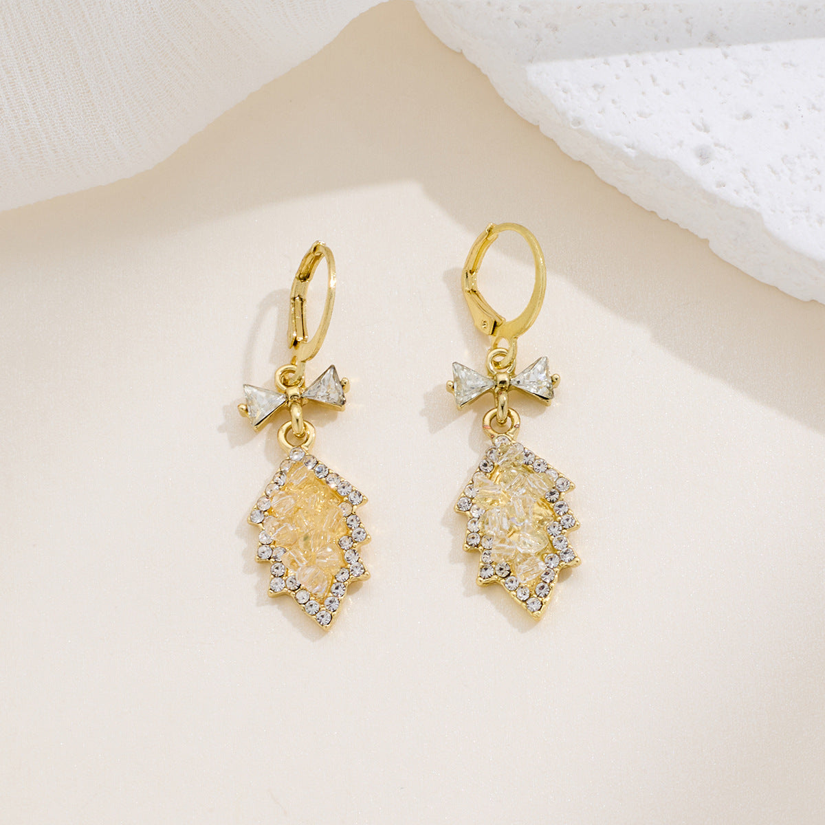 Crystal Leaf Drop Earrings