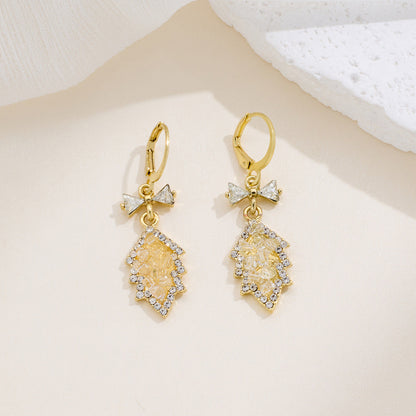 Crystal Leaf Drop Earrings