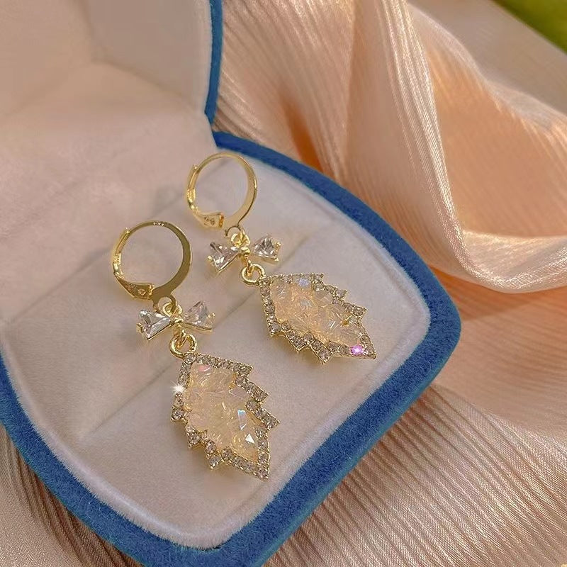 Crystal Leaf Drop Earrings