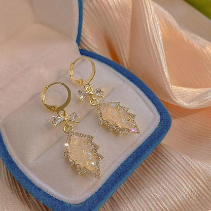 Crystal Leaf Drop Earrings
