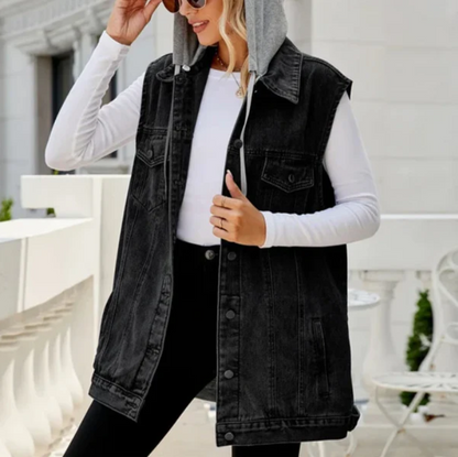 Luna Hooded Denim Vest